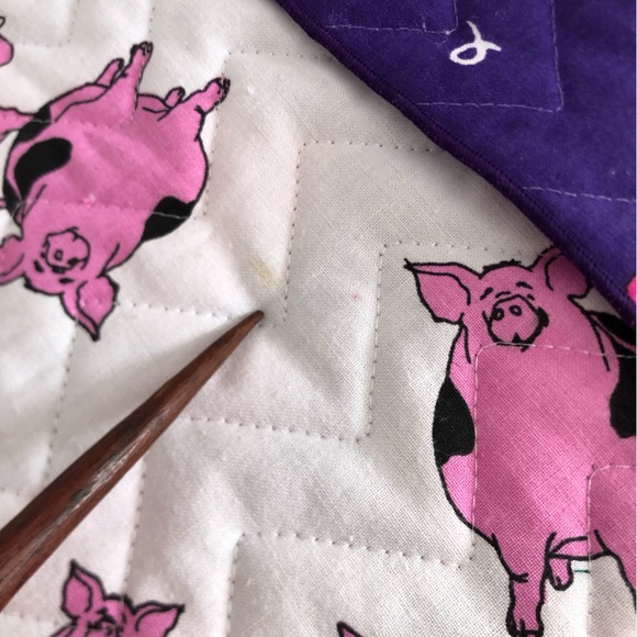 Handmade Pig Patterned Holiday Stocking - Picture 6 of 8
